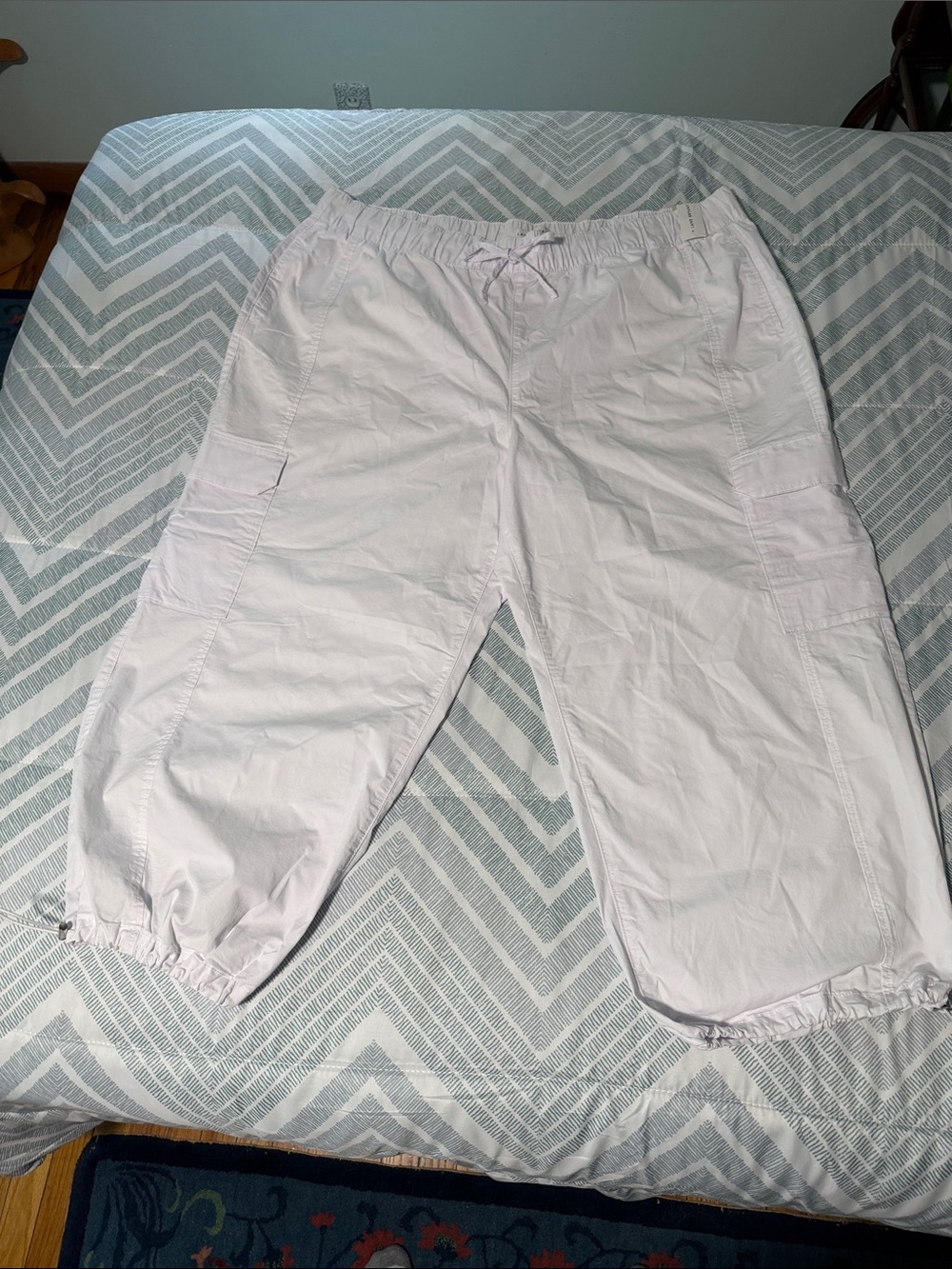 Lane Bryant White Cargo Capri Pants with Drawstring
